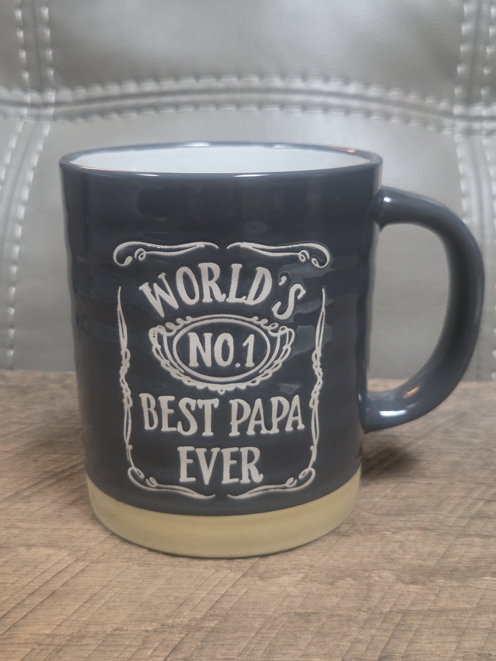 New ECCOLO Gray "World's No.1 Best Papa Ever" Ceramic Mug ~ Bin 1B